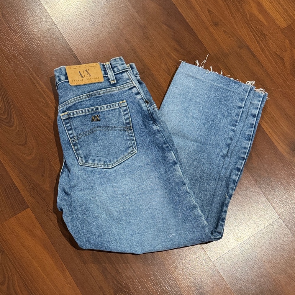Vintage Armani Exchange High Rise Light Blue Cropped Jeans